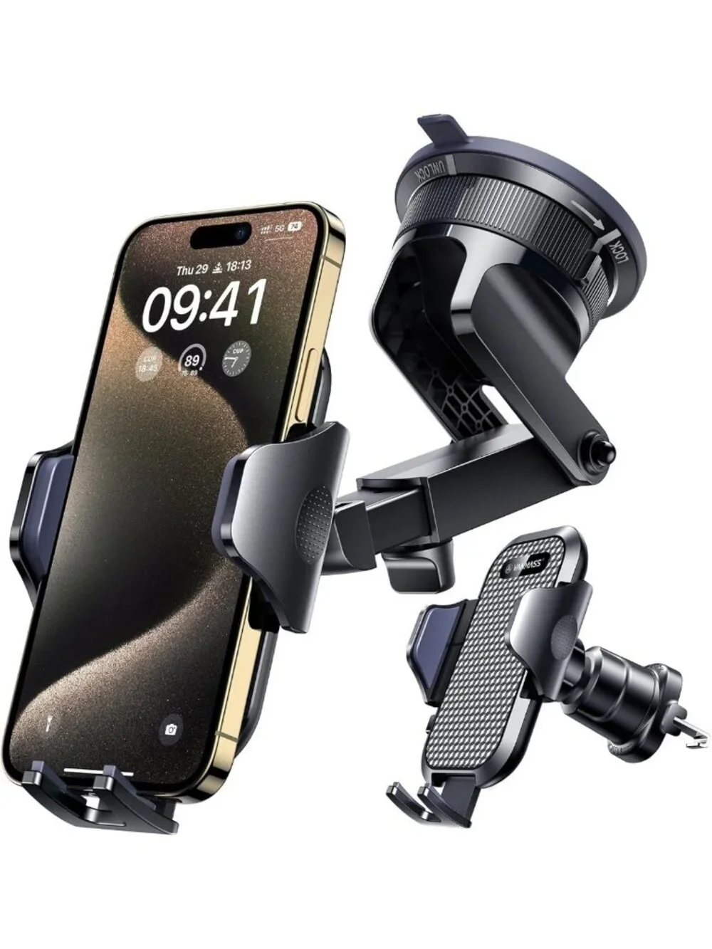 Military-Grade Car Phone Holder - Strong Suction & Clip Mount for Dashboard
